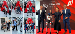 Unitree G1 humanoider Roboter beim A1 Business Forum 2026 in Wien mit Gästen und Event-Szenen
