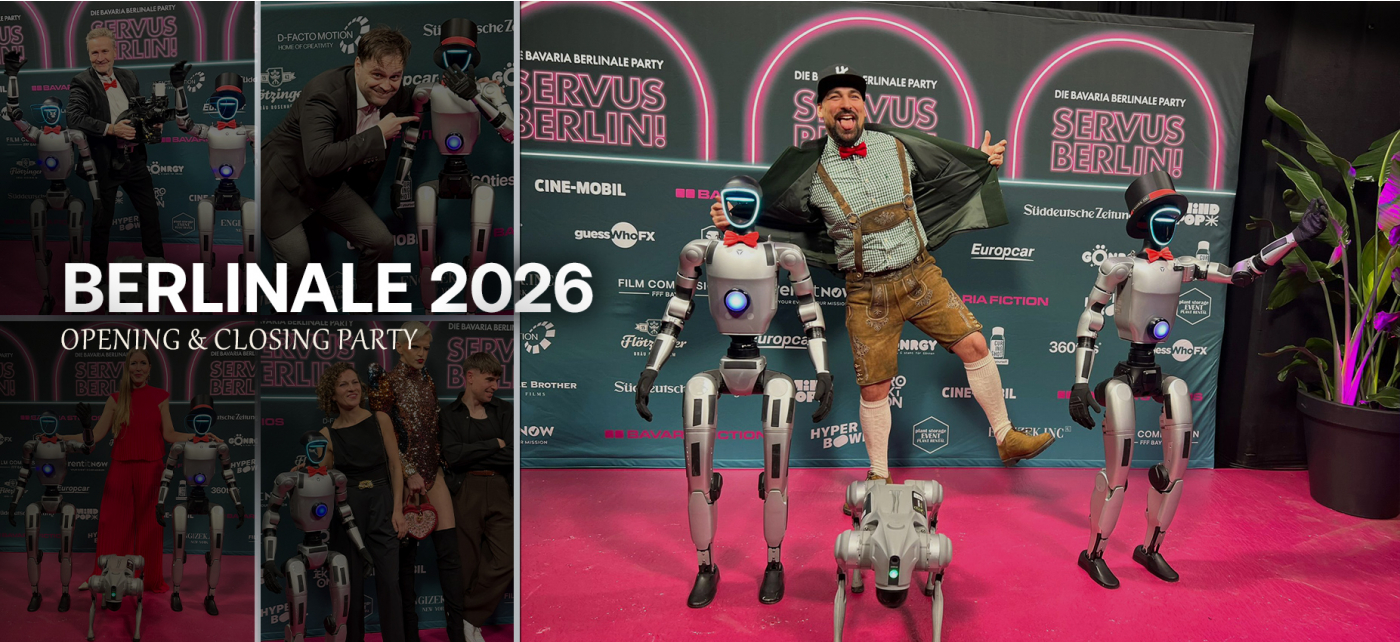 Humanoide Roboter von RoboticRental bei der Berlinale 2026 Opening & Closing Party im Prince Charles Club Berlin