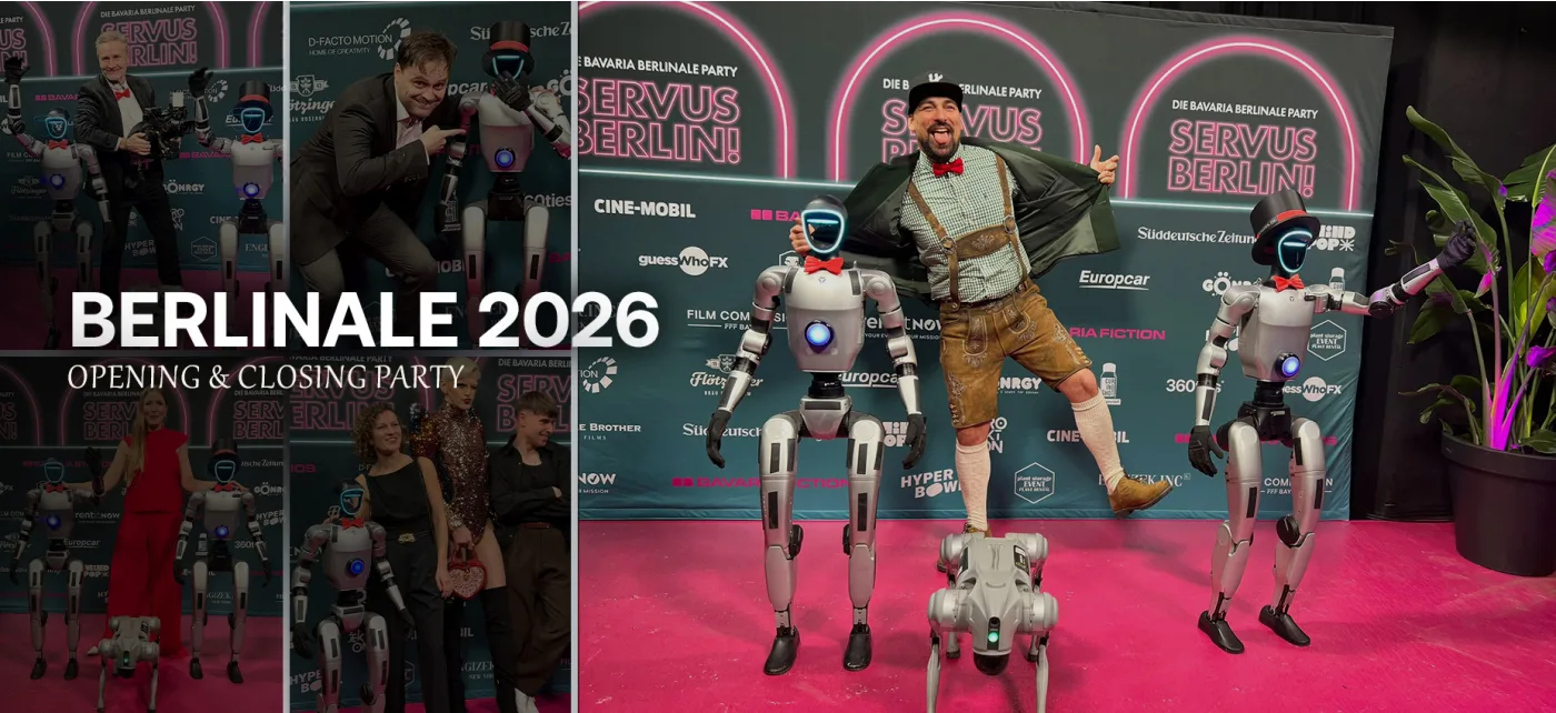 Humanoide Roboter von RoboticRental bei der Berlinale 2026 Opening & Closing Party im Prince Charles Club Berlin