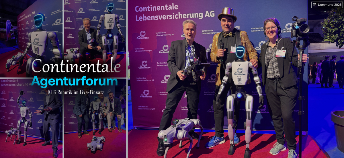 Continentale Agenturforum 2026 mit humanoidem Roboter und RobotDog im KI und Robotik Live-Einsatz