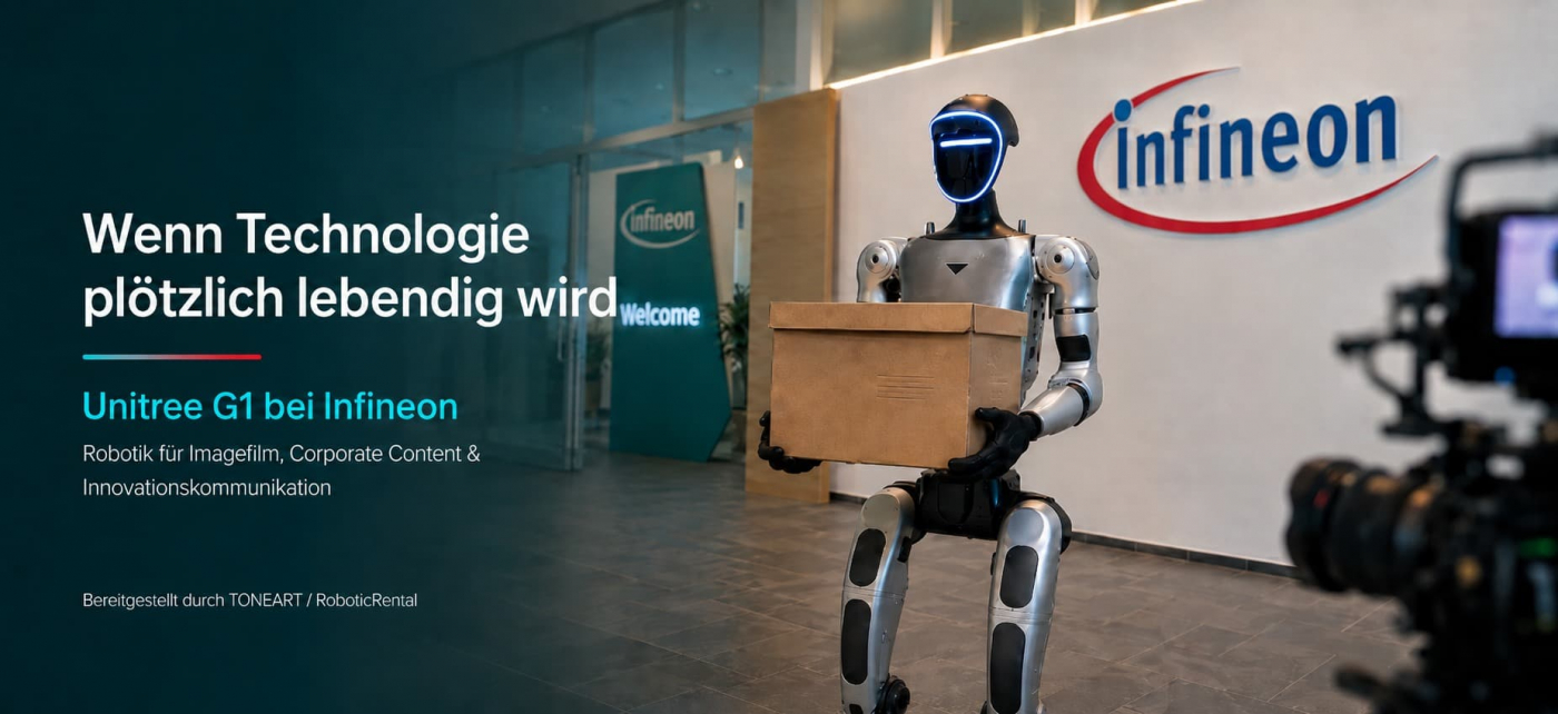 Unitree G1 humanoider Roboter beim Infineon Corporate Film-Dreh