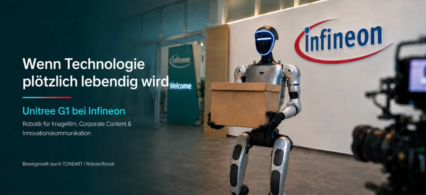 Unitree G1 humanoider Roboter beim Infineon Corporate Film-Dreh
