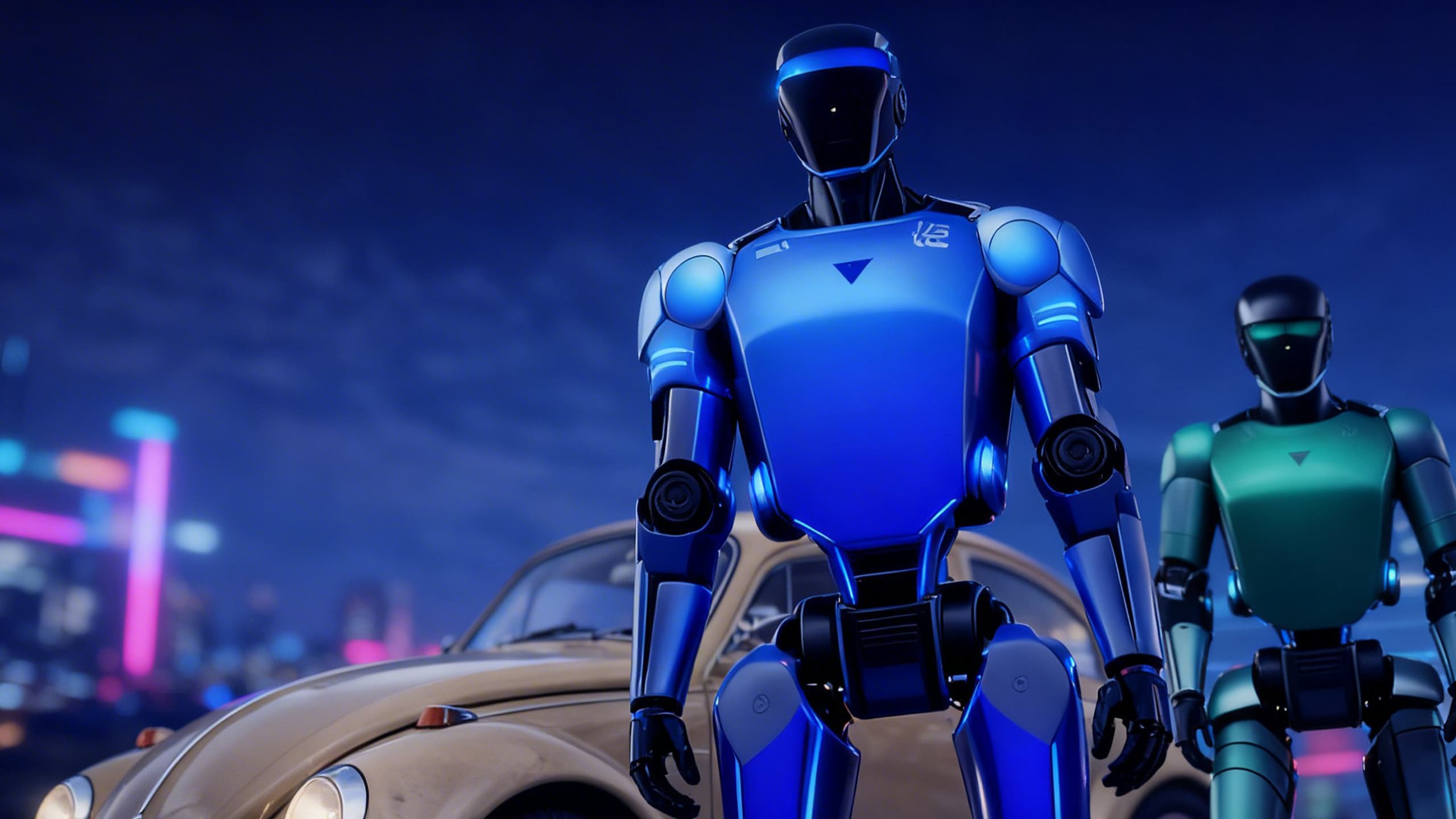 VW Käfer mit Promo-Roboter für Produktproben und interaktive Aktivierung