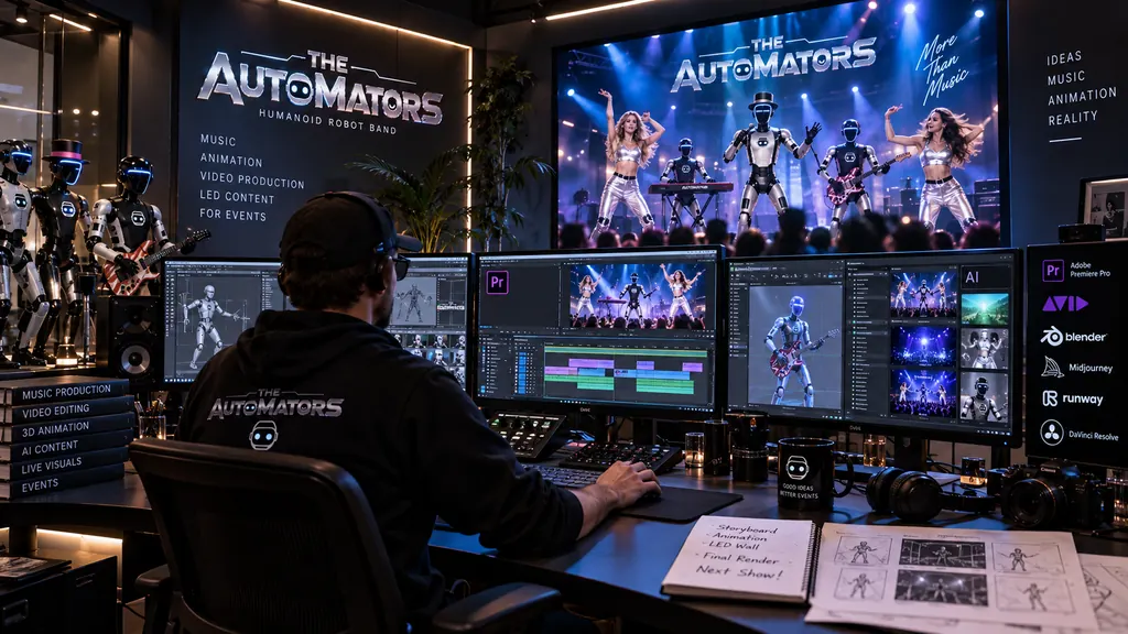 Produktion von Animationen Musikclips und LED-Screen Content für THE AUTOMATORS Robot Band