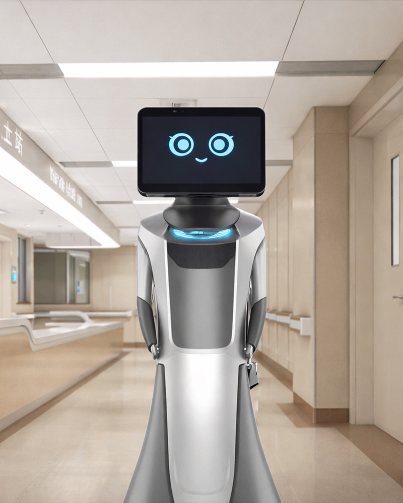 OrionStar Nova Service- und Empfangsroboter mit Interaktionsdisplay in einer hellen Konferenzlobby